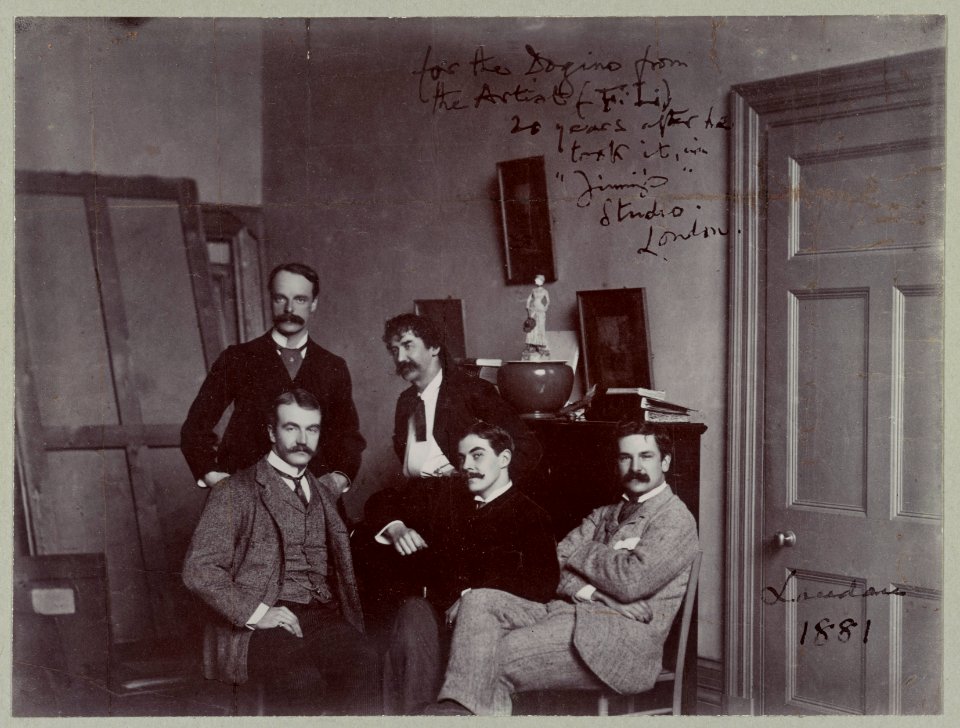 Julian and Waldo Story, James McNeill Whistler, Frank Miles, and Honorable F. Lawless in Whistler's London studio LCCN96509883