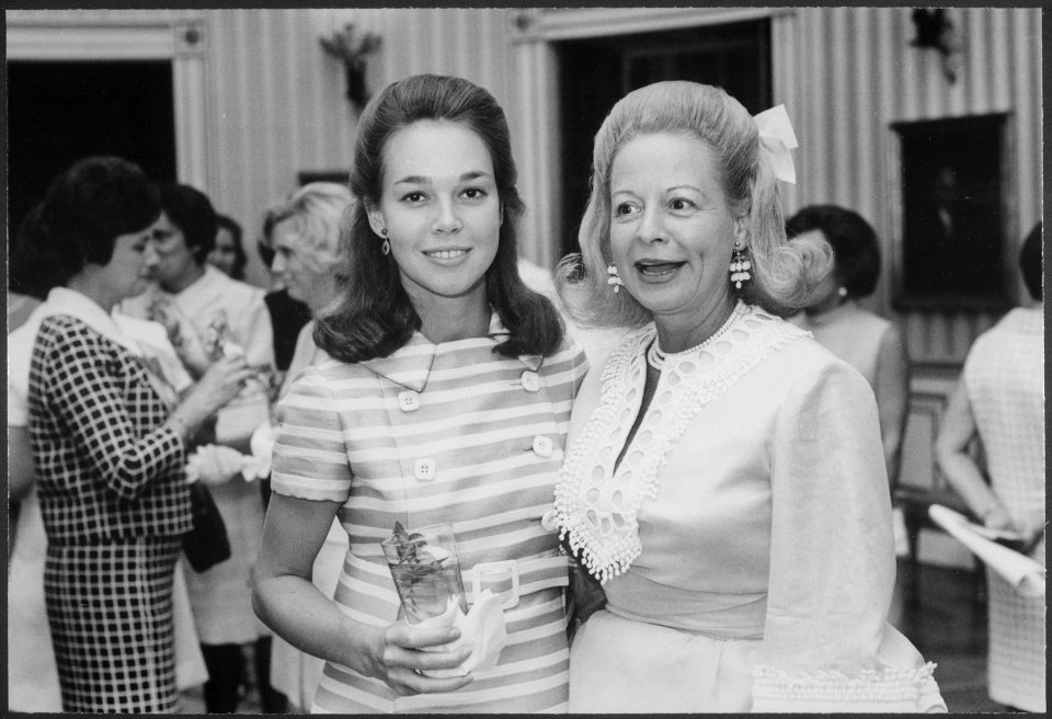Julie Nixon Eisenhower with Martha Mitchell - NARA - 194649