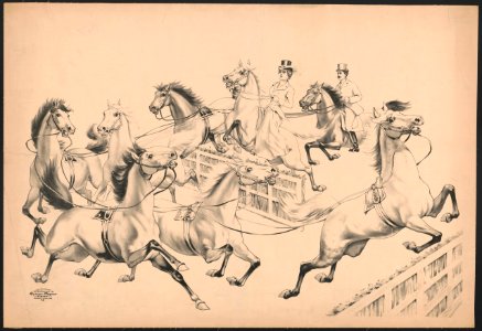 Jumping strings of horses, only two riders LCCN2018647624 photo