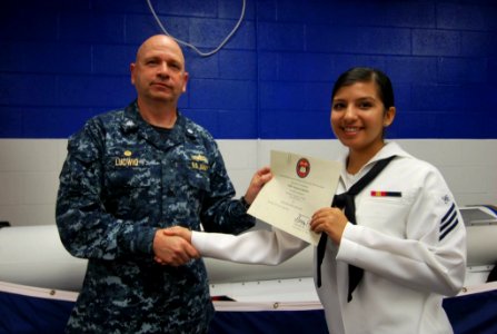 June 2014 - Seaman Victoria Rickford gets certificate photo