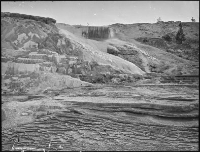 Jupiter Terrace from below, Mammoth Hot Springs. Yellowstone National Park. - NARA - 517640