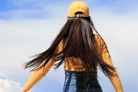 Girls long hair yellow