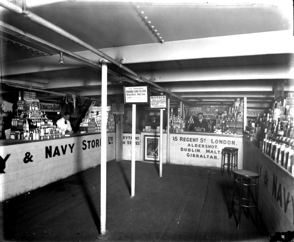 Junior Army and Navy Stores Ltd shop on the 'Borodino' (1911) RMG G11015