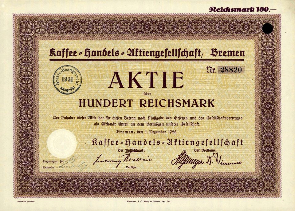 Kaffee-Handels-AG 1928