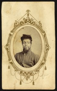 Kager Mays, African American soldier, half-length portrait, facing front) - Shepherd & Smith, post artists, Camp McClellan, Iowa; Rock Island Barracks, Ill LCCN2010647912