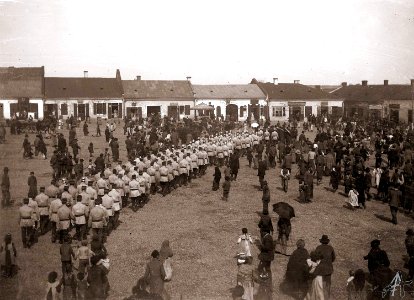 Jędrzejów. Rynek, północno-zachodnia pierzeja, 1914