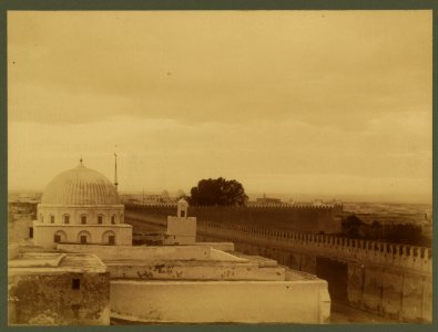 Kairouan. View from one of the minarets showing the city wall - Lehnert et Landrock, Tunis. LCCN2003690046