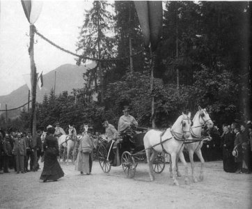 Kaiser Franz Joseph zu Besuch in Alt Aussee - Ankunft auf der Festwiese - 1902