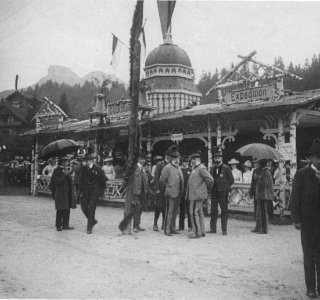 Kaiser Franz Joseph zu Besuch in Alt Aussee - Festwiese Pavillon Glückshafen - 1902