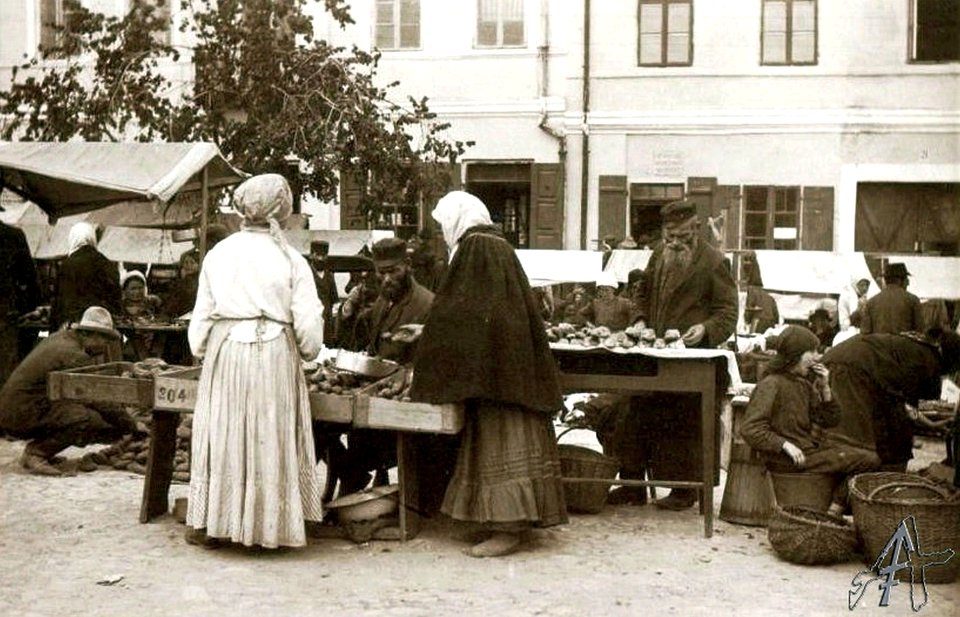 Jędrzejów. Rynek. Jarmark. Żydzi jędrzejowscy, 1916