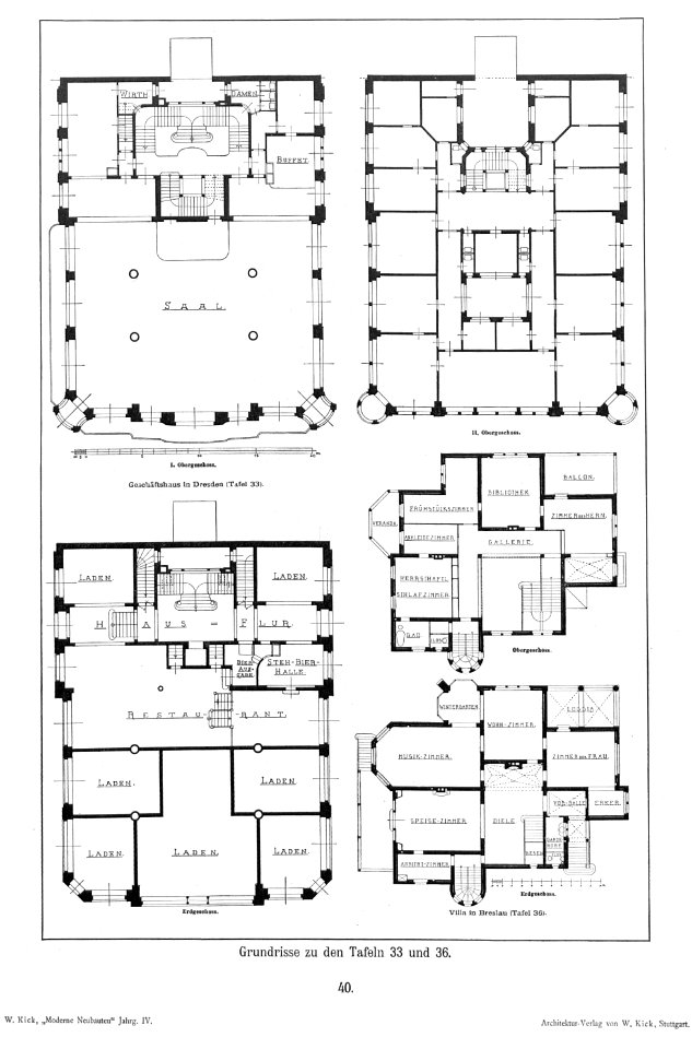 Kaiserpalast Dresden, Architekten Schilling & Graebner, Grundriss