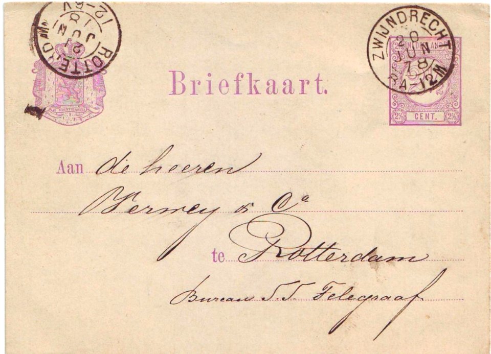 Kaart Zwijndrecht-Rotterdam 1878