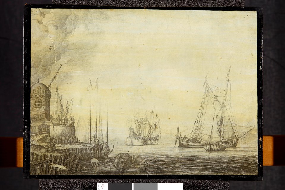 Kaj med mastkran och hollänska skepp, från 1600-talet - Skoklosters slott - 98163