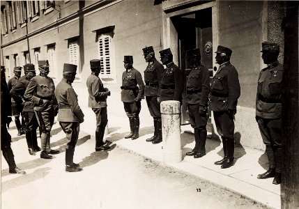 Kaiser Karl I. in Triest während seiner Frontreise an die Isonzofront, Istrien, Kärnten und Vorarlberg, die vom 1. Juni 1917 bis zum 6. Juni 1917 dauerte, Begrüßung durch den kommandierenden General F (BildID 15565009)