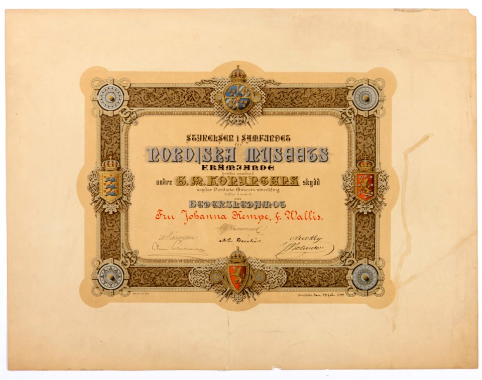 Kallelsebrev från samfundet Nordiska museets främjande, 1892 - Hallwylska museet - 102477