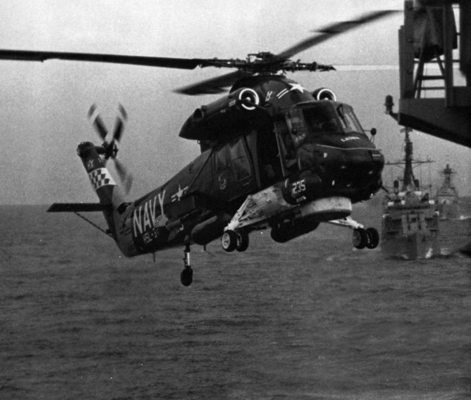Kaman SH-2F Seasprite of HSL-34 Det. 3 in flight over the Mediterranean Sea, in 1984