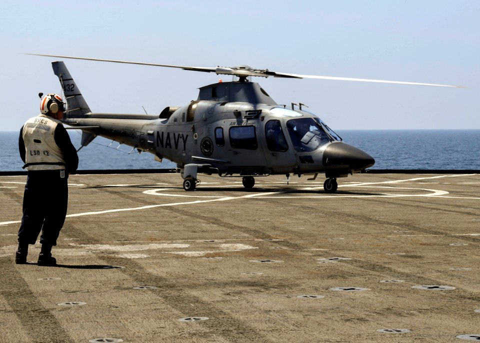 KAMANDAG 3 - AW109 Helicopter on the USS Germantown 001