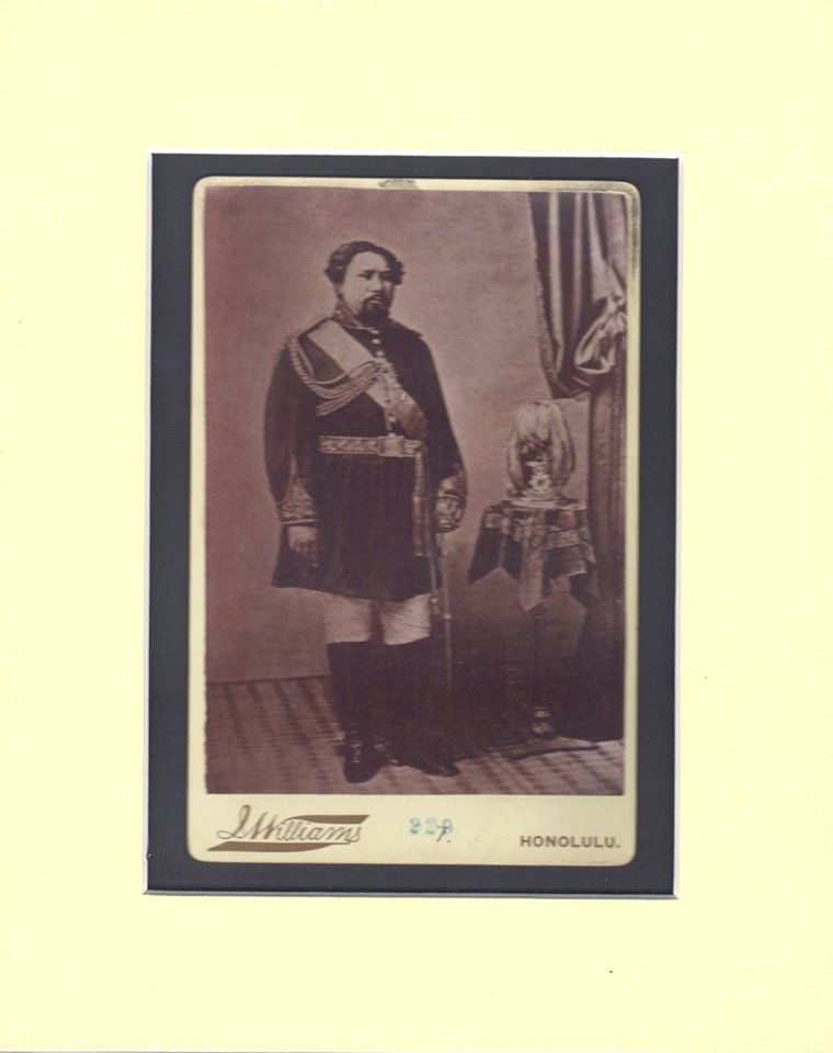 Kamehameha V in military uniform, cabinet card by J. J. Williams, Manu Antiques
