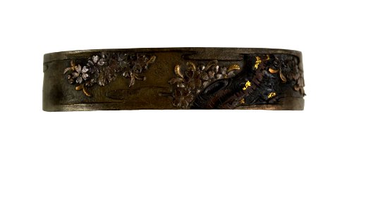Kano Natsuo - Fuchi with Cherry Blossoms in Clouds - Walters 511102