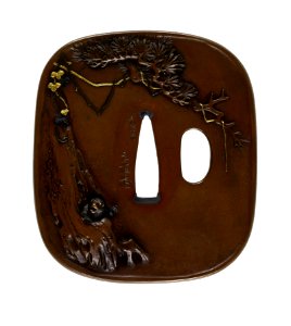 Kano Natsuo - Tsuba with a Hawk Stalking a Monkey - Walters 51100 - Back