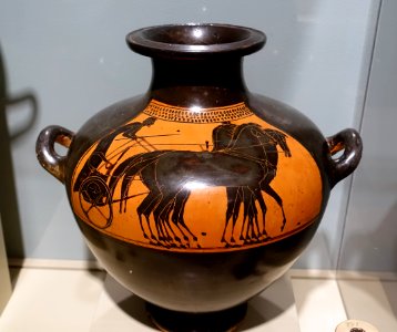 Kalpis with four-horse chariot, attributed to the Rycroft Painter, c. 520 BC, terracotta - Middlebury College Museum of Art - Middlebury, VT - DSC07965 photo