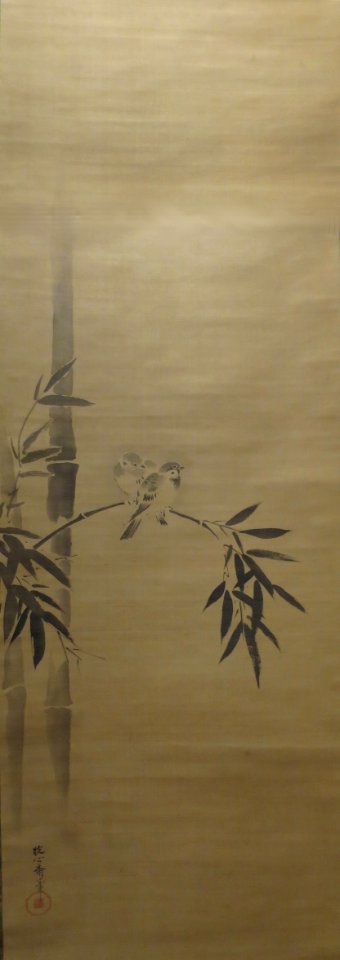 Sparrows on Bamboo by Kano Eishin (Kano Yasunobu)
