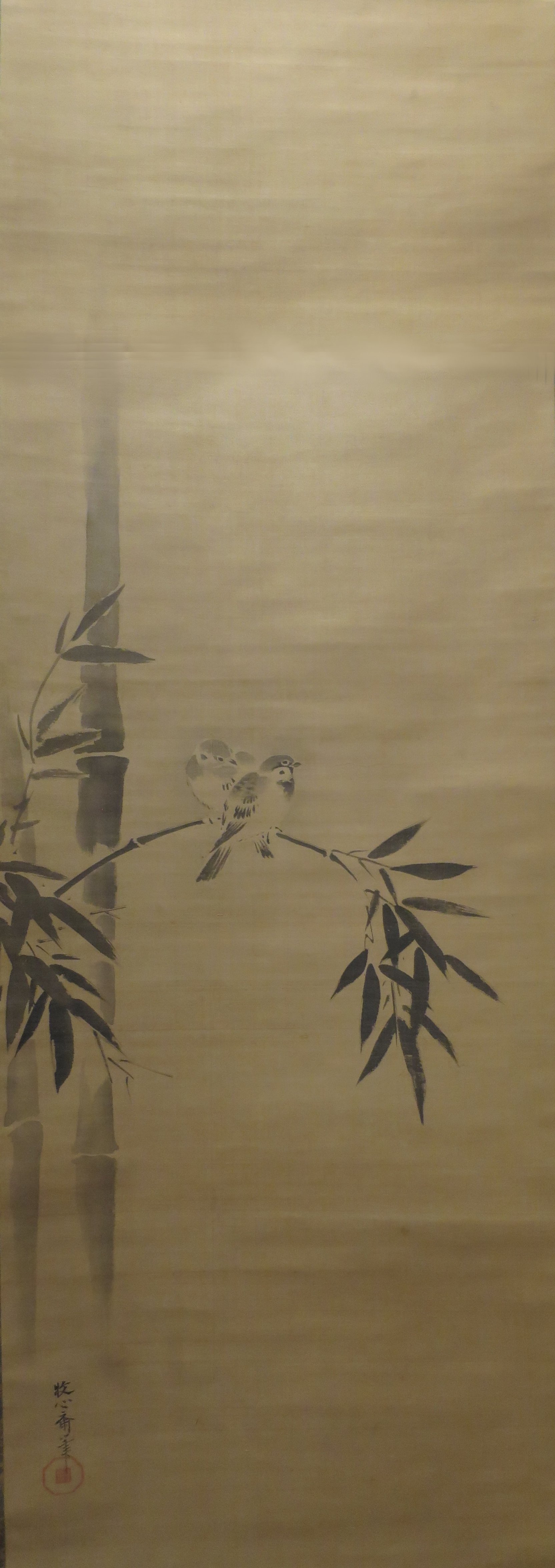 Sparrows on Bamboo by Kano Eishin (Kano Yasunobu)