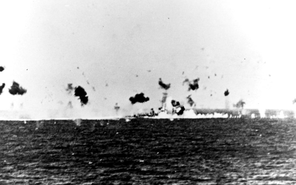 Kamikaze hits USS Zellars (DD-777) on 12 April 1945 (NH 88066)