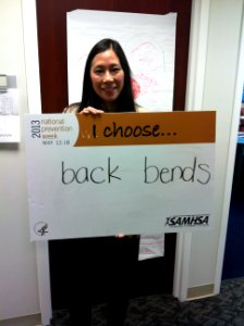 Kana Enomoto, SAMHSA’s Principle Deputy Administrator, uses yoga poses and stretches to choose prevention. (8438014275)