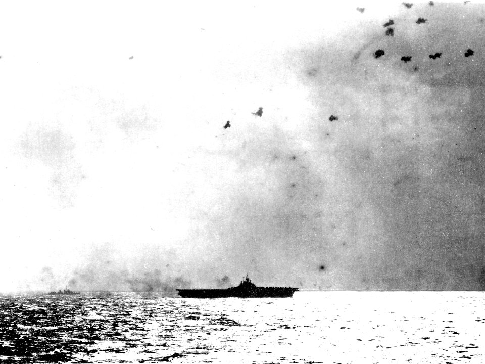 Kamikaze attacks USS Bunker Hill (CV-17) in April 1945