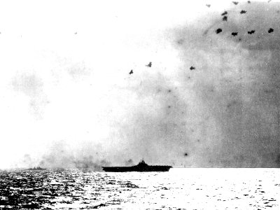 Kamikaze attacks USS Bunker Hill (CV-17) in April 1945