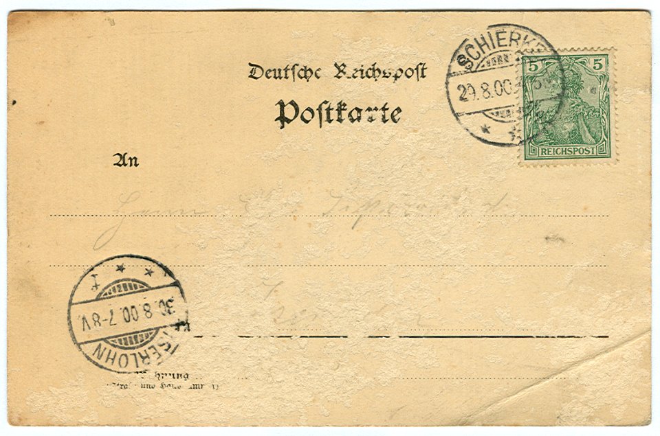 Karl F. Wunder PC 0003 Gruß von der Ruine Scharzfels i. H. Rückseite