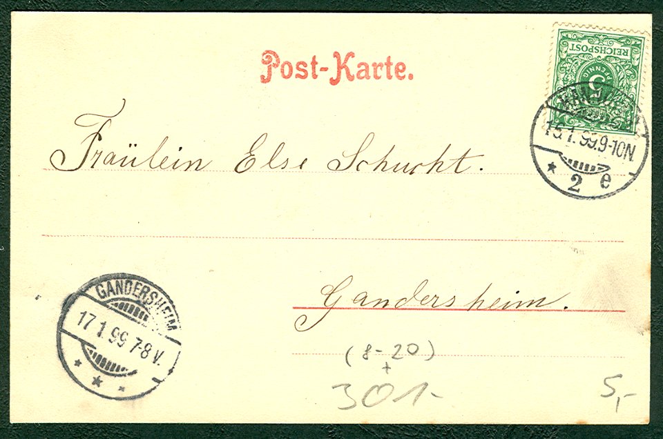 Karl F. Wunder PC 0299 Hannover. Georgstraße mit Hannoversche Bank. Adressseite