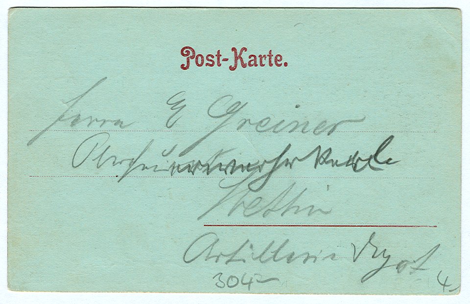 Karl F. Wunder PC 0333 Hannover, Insel. Back Side