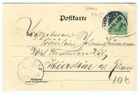 Karl F. Wunder PC 0696 Hannover. Schillerstraße. I. Back Side