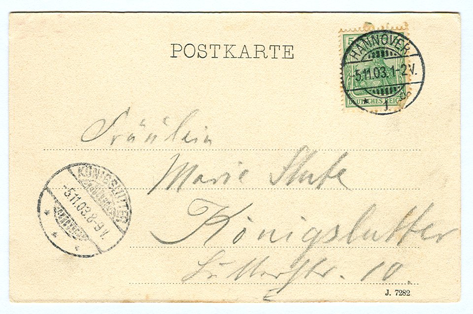 Karl F. Wunder PC 0621 Hannover. Misburgerdamm. Back Side
