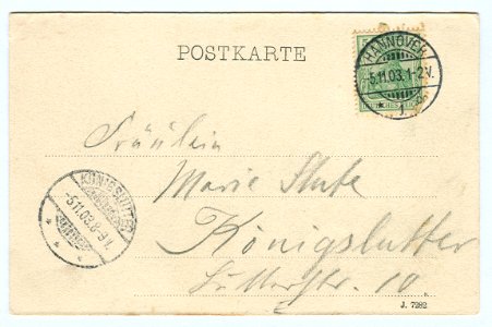 Karl F. Wunder PC 0621 Hannover. Misburgerdamm. Back Side