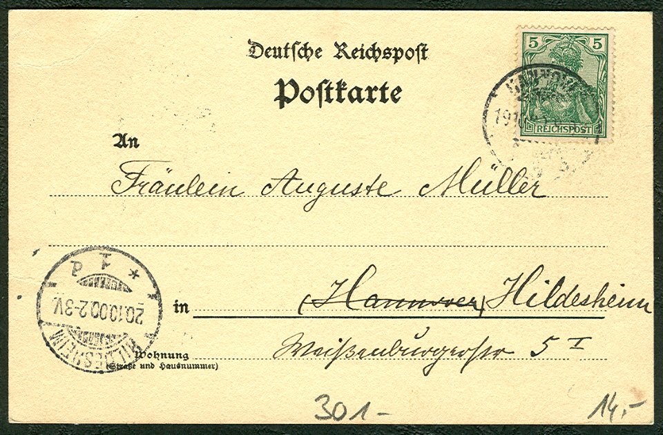 Karl F. Wunder PC 0649 Hannover. Yorkstraße und Dreifaltigkeitskirche. dkl.-braun Adressseite