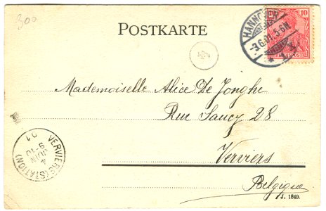 Karl F. Wunder PC 0711 Hannover. Thiergartenstrasse. Back Side