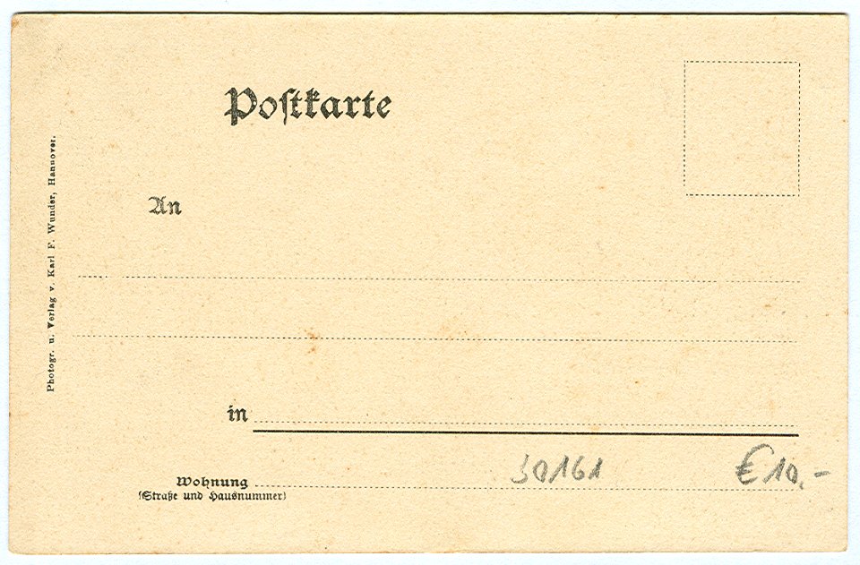 Karl F. Wunder PC 0767 A Hannover. Klagesmarkt. Back Side