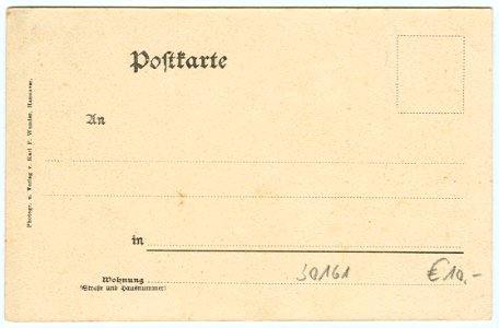 Karl F. Wunder PC 0767 A Hannover. Klagesmarkt. Back Side