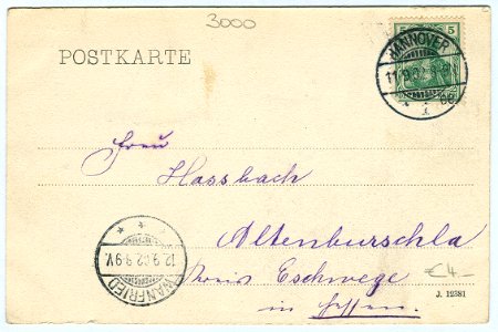Karl F. Wunder PC 0783 Herrenhausen. Beim Denkmal der Kurfürstin Sophie. Back Side