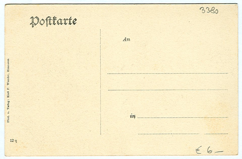 Karl F. Wunder PC Harz. Blick v. Bocksberge auf Hahnenklee. 12q. Back Side