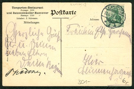 Karl F. Wunder PC Tiergarten No. A. Adressseite