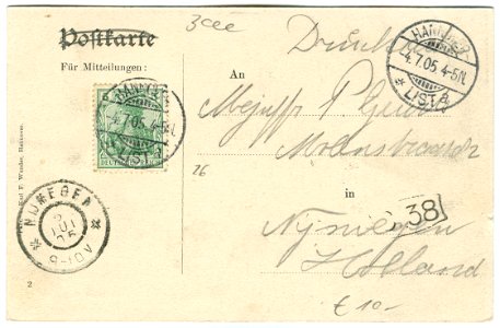 Karl F. Wunder PC Waldwirtschaft Steuerndieb (Otto Reuter). Weinrestaurant Langelaube 47. 2 1905. Back Side