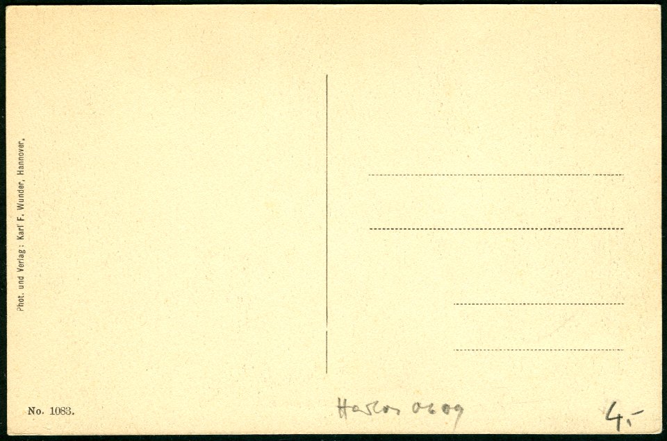 Karl F. Wunder PC 1083 Hannover. Leibnizhaus. Leibnizzimmer. Adressseite mit fortlaufender Nummerierung der Ansichtskarte