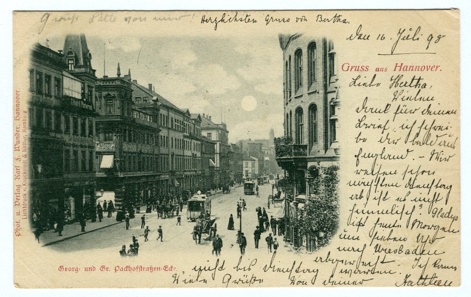 Karl F. Wunder PC 0005 Georg- und Gr. Packhofstraßen-Ecke. II Mondscheinkarte Montage