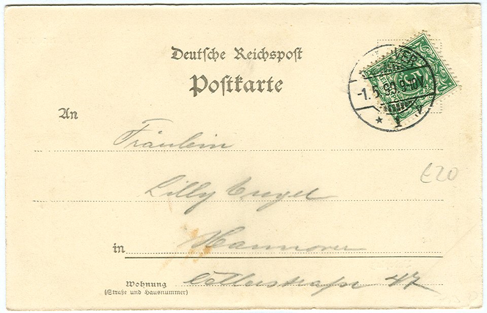 Karl F. Wunder PC 0086 Gruss aus Hannover. Badeplatz. Lichtdruck Knackstedt Näther Hamburg 1899 Back Side