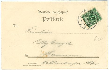 Karl F. Wunder PC 0086 Gruss aus Hannover. Badeplatz. Lichtdruck Knackstedt Näther Hamburg 1899 Back Side