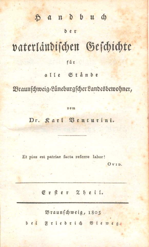 Karl Venturini Handbuch vaterlaendische Geschichte 1805